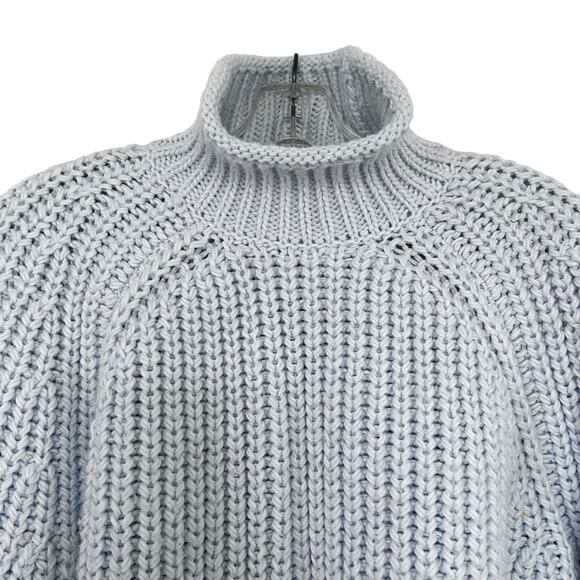 H&M light blue chunky knit funnel neck sweater Small - Picture 3 of 9